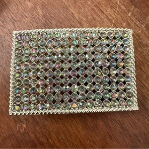 VTG Multicolour Rhinestone Statement Belt Buckle Silver Tone Celestial Jewelry